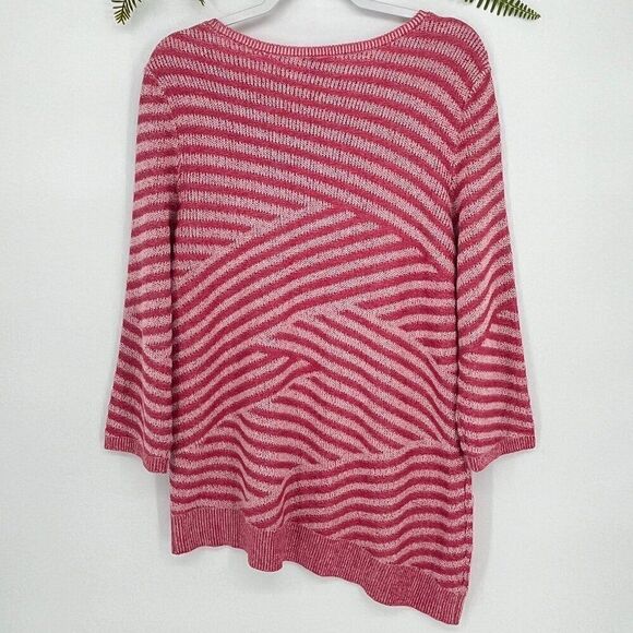 Chico’s Mingle Splice Scoopneck Pullover Sweater Women’s Size 2 XL‎ Asymmetrical - Picture 4 of 9